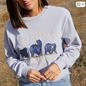 Blue Yosemite Graphic Cropped Sweatshirt John Galt